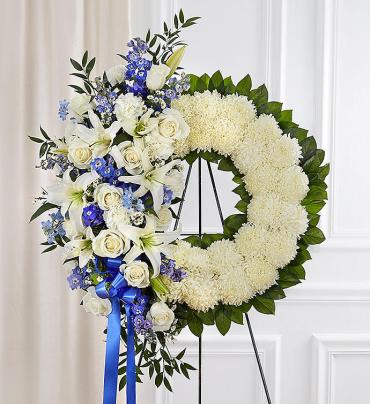 Serene Blessings&trade; Standing Wreath- Blue &amp; White