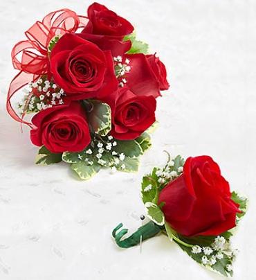 Red Rose Corsage &amp; Boutonniere