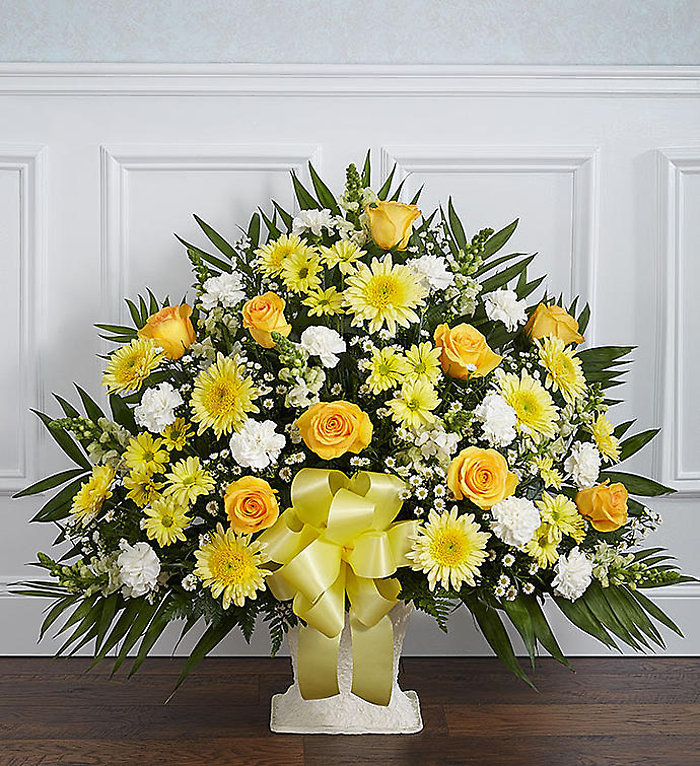 Heartfelt Tribute Floor Basket- Yellow