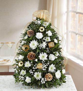 Glistening Gold Holiday Flower Tree