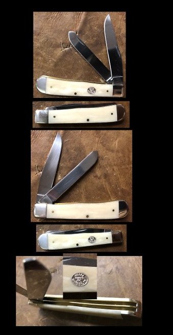 WHITE BONE HANDLED TRAPPER - 4-1/8\"