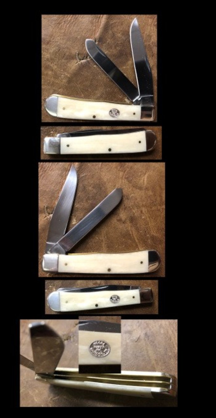 WHITE BONE HANDLED TRAPPER - 4-1/8\"