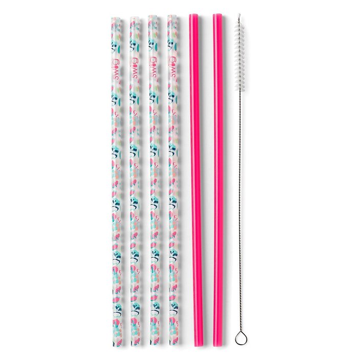 Party Animal + Hot Pink Reusable Straw Set (Tall)