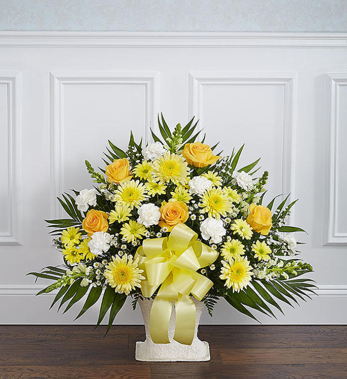 Heartfelt Tribute Floor Basket- Yellow