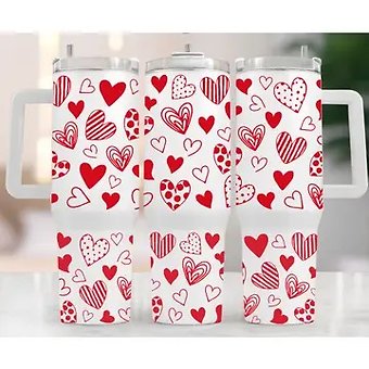 40 Oz Red Heart Tumbler and Tumbler Bouquet