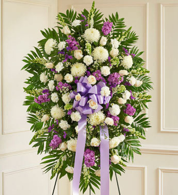 Deepest Sympathies Lavender & White Standing Spray